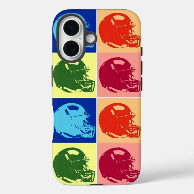 4 Pop Art Football Helm iPhone 16 Hülle (Rückseite)