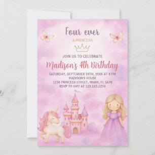 4. Prinzessin zum Geburtstag Einladung