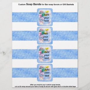 4 pro Blatt Bar Soap Bands Blue Paper Gastgeschenk