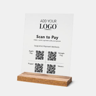 4 QR Code Scan zur Bezahlung moderner Beruflicher Acrylschild