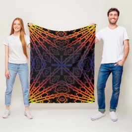 4 Quadrat. Spiegel-Kreuz (Regenbogen) Fleecedecke