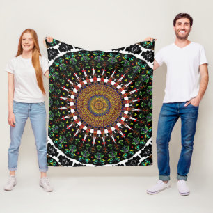 4 Quadratische Wirbel-Mandala Fleecedecke