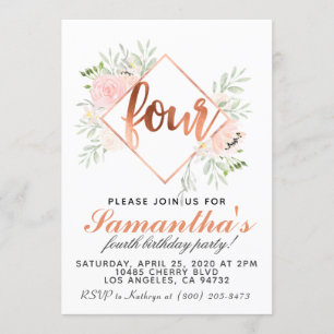 4. Rose Gold Geburtstag Einladung