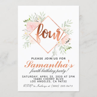 4. Rose Gold Geburtstag Einladung