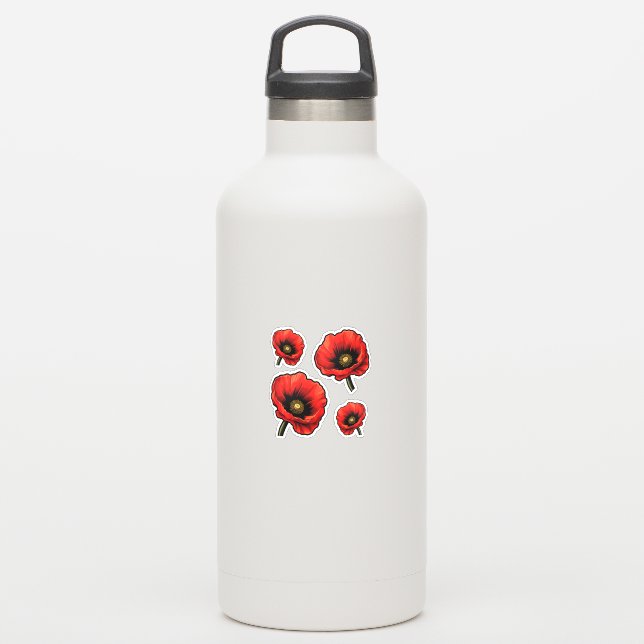 4 rote Pupien Aufkleber (Wasserflasche)