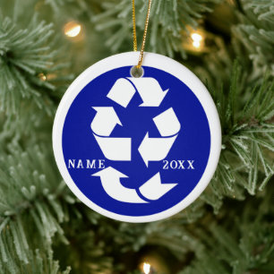 4 R's Recycling-Symbol Foto Weihnachten Keramik Ornament