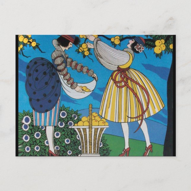 4 SAISONEN/SOMMERGARTEN/FASHION COSTUME DESIGNER POSTKARTE (Vorderseite)