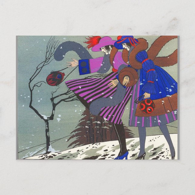 4 SAISONEN / WINTERSCHNEE / FASHION COSTUME DESIGN POSTKARTE (Vorderseite)