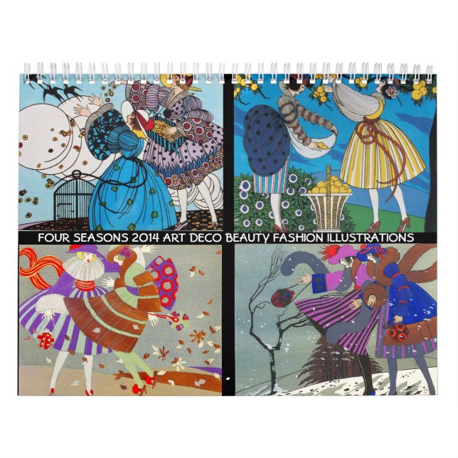4 SAISONS 2014 ARTDECO SCHÖNHEIT FASHION ILLUSTRAT KALENDER (Titelbild)
