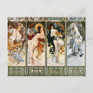 4 saisons A. Mucha Carte postale