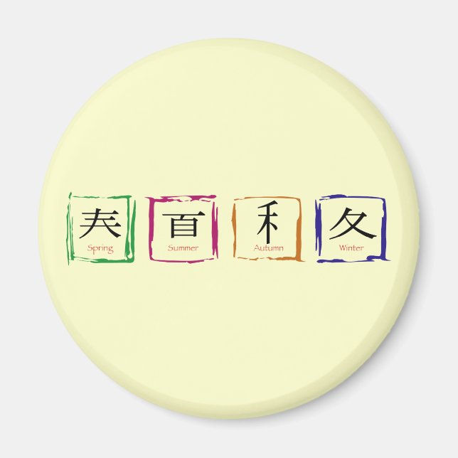 4 Saisons in japanischer Sprache - schwarzer Text Magnet (Vorne)