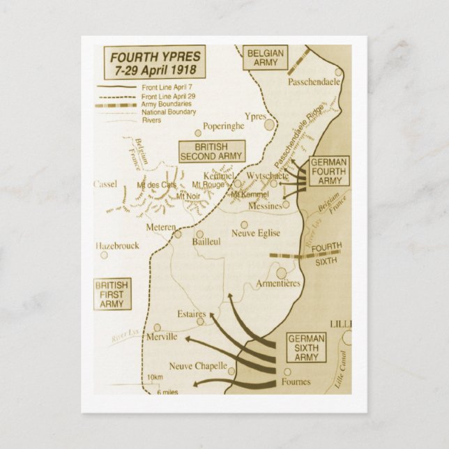 4. Schlacht von Ypres, 1918 Postkarte (Vorderseite)