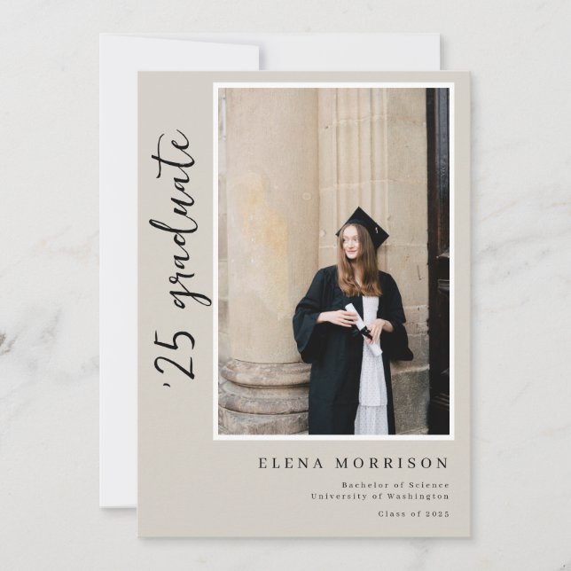 4 Scripts photo Neutre 2025 Invitations de graduat (Devant)