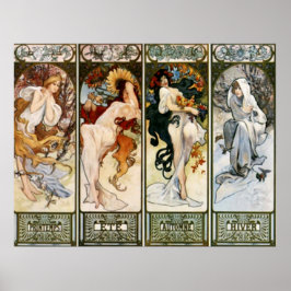 4 Seasons Alphonse Mucha Print Poster