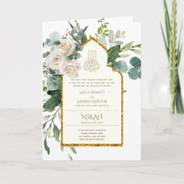 4 Seite NIKAH WALIMA Invite White Roses Islamische Karte