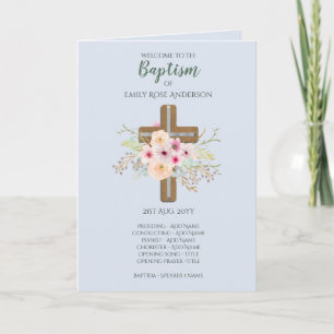 4-seitiges BAPTISM-Programm - Blumenkreuz Programm