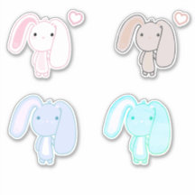 4 Set Bunny Vinyl Stickers