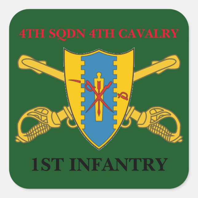 4. SQUADRON 4. CAVALRY 1. INFANTRESTICKER QUADRATISCHER AUFKLEBER (Vorderseite)