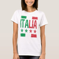 4 Sterne Italia mit italienischer Flagge retro-mot