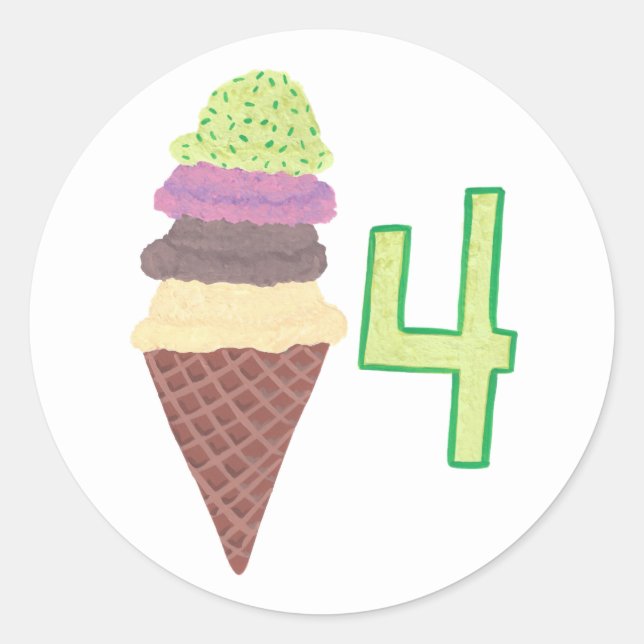 4 Stickers Anniversaire de crème glacée (Devant)