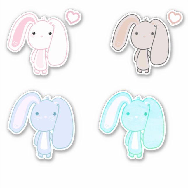4 Stickers de vinyle Bunny Set (Devant)