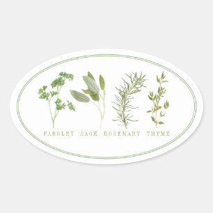 4 Stickers ovale HERBS FRAIS