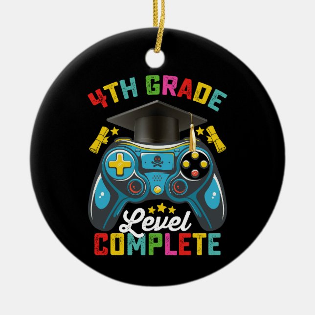 4. Stufe Abschluss Gaming Gamer Keramik Ornament (Vorne)