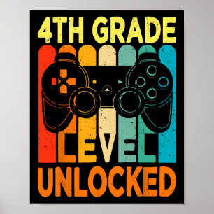 4. Stufe Entsperrtes Videospiel zurück zur Schule Poster