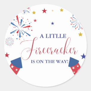 4 t Juli Unabhängigkeitsfirecracker Baby Shower Runder Aufkleber