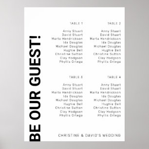 4 Tabelle Einfache White Wedding Chart Poster