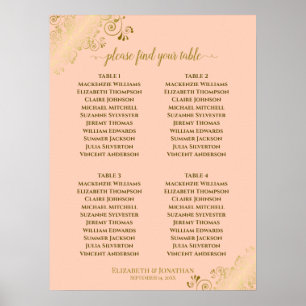 4 Tabelle Korallenpfirsiche und Hochzeitskarte Poster