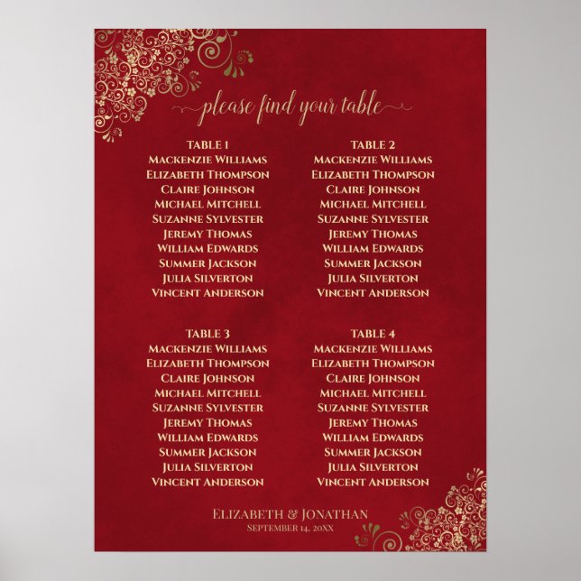 4 Tableau Crimson Mariage rouge et or Tableau de s (Devant)