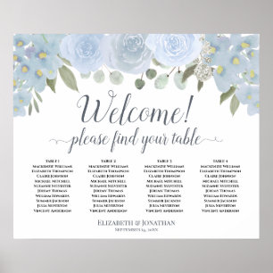 4 Tableau Dusty Blue Roses Mariage Tableau de sièg