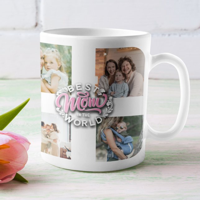 4 Tag der Fotocollage-Familie Gedächtnismüttertag Kaffeetasse (Von Creator hochgeladen)