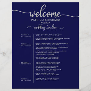 4 Tage Hochzeitreise Timeline Navy Blue Silver