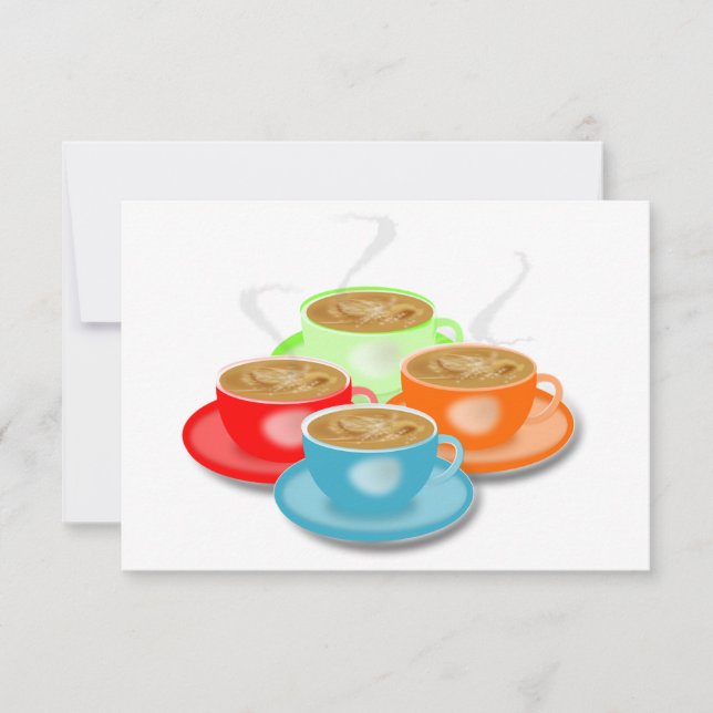 4 Tassen von Kaffeelieferungen Einladung (Vorderseite)