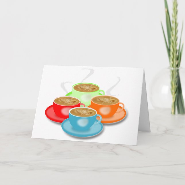 4 tasses de cartes de voeux de café (Devant)