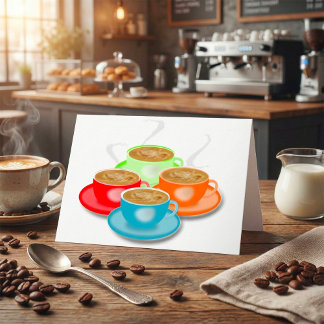 4 tasses de cartes de voeux de café