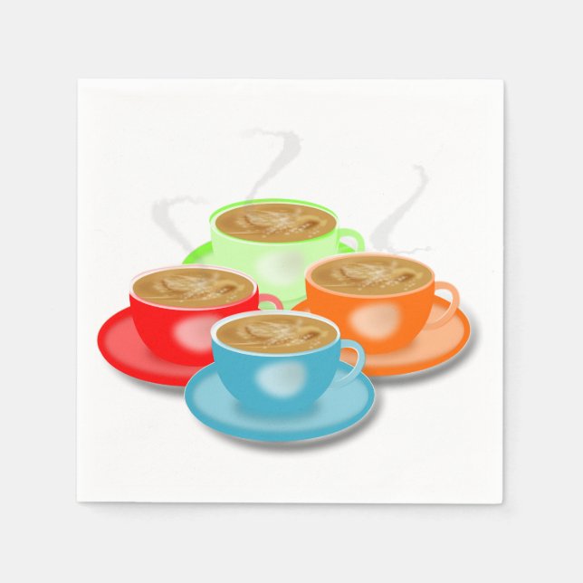 4 tasses de serviettes en papier café (Devant)