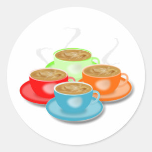 4 Tasses de stickers café