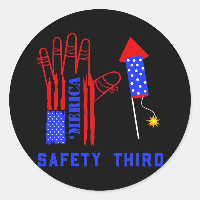 4 th of July Firework Safety Third  Runder Aufkleber (Vorderseite)