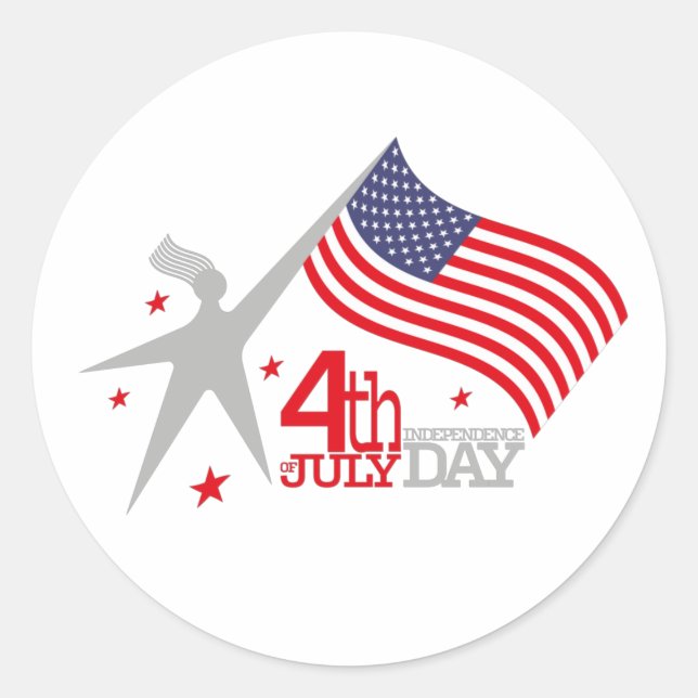 4 th of JULY INDEPENDENCE Day Runder Aufkleber (Vorderseite)