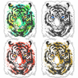 4 Tigerkopfaufkleber - Tiger-Aufkleber Aufkleber