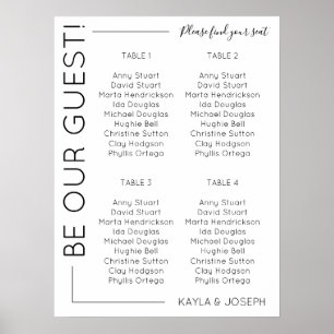 4 Tische Minimalistische Hochzeit Sitzplan Vorlage Poster