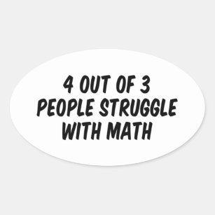 4 von 3 Menschen kämpfen mit Mathe Ovaler Aufkleber