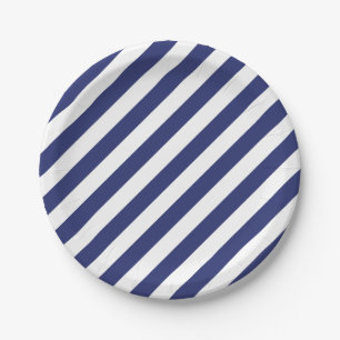 4. Von Juli Stripes blaues Weiß Party-PapierTelle Pappteller