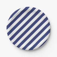 4. Von Juli Stripes blaues Weiß Party-PapierTeller