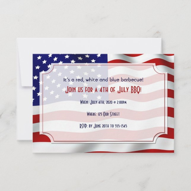 4. von Juli-US Flagge kennzeichnen für immer Einladung (Vorderseite)