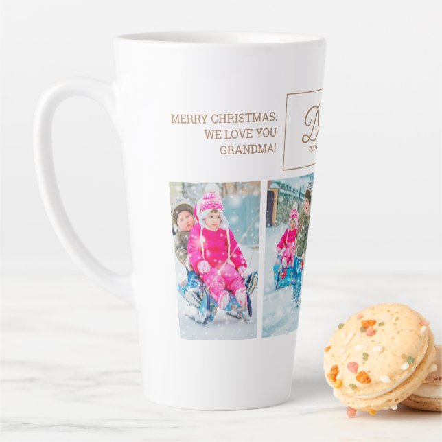 4 Weihnachts-Foto, das durch Schneegläubiger gestr Milchtasse (Beispiel)
