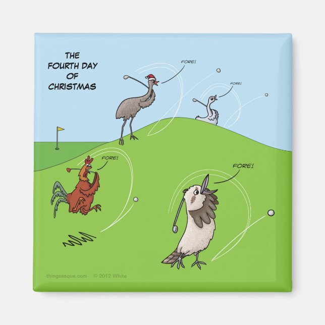 4. Weihnachtsfeiertag (vier aufrufende Vögel) Magnet (Vorne)